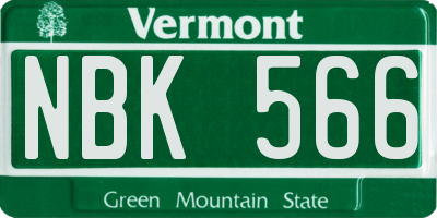 VT license plate NBK566