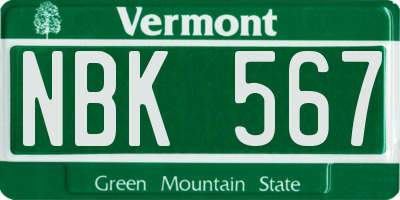 VT license plate NBK567