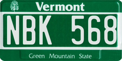 VT license plate NBK568