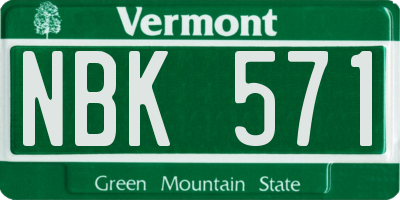 VT license plate NBK571