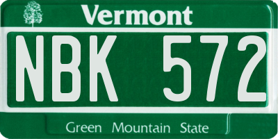 VT license plate NBK572