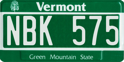 VT license plate NBK575