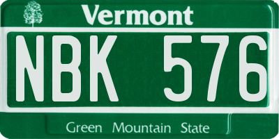 VT license plate NBK576