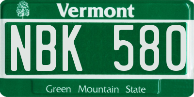VT license plate NBK580