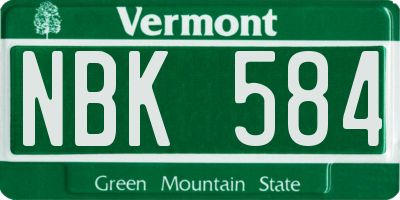 VT license plate NBK584