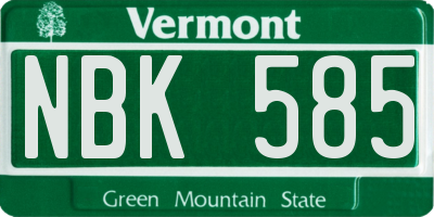 VT license plate NBK585