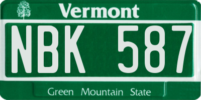 VT license plate NBK587