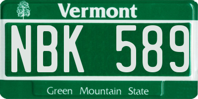 VT license plate NBK589