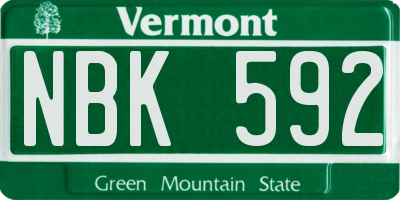 VT license plate NBK592