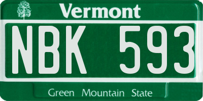 VT license plate NBK593