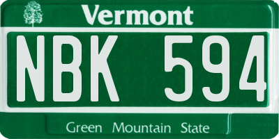 VT license plate NBK594