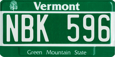 VT license plate NBK596