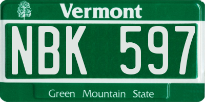VT license plate NBK597