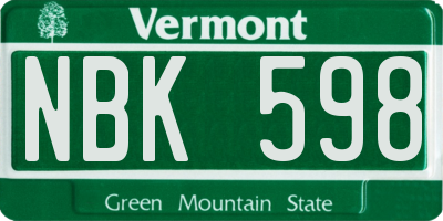 VT license plate NBK598