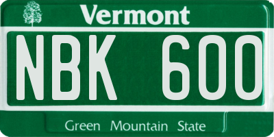 VT license plate NBK600