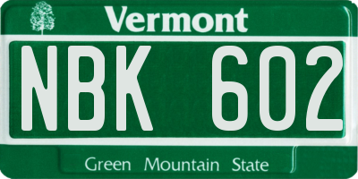 VT license plate NBK602