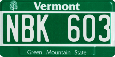 VT license plate NBK603