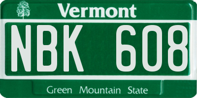 VT license plate NBK608