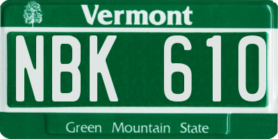 VT license plate NBK610