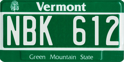 VT license plate NBK612
