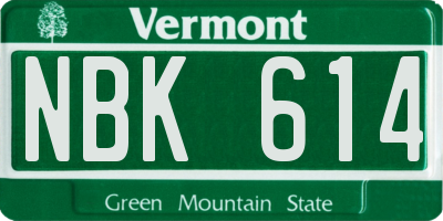 VT license plate NBK614