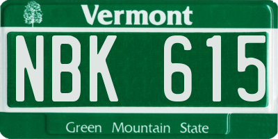 VT license plate NBK615