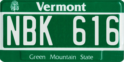 VT license plate NBK616