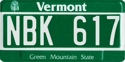 VT license plate NBK617