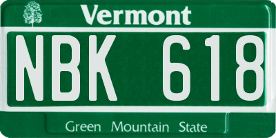 VT license plate NBK618
