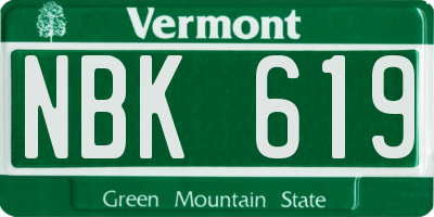 VT license plate NBK619
