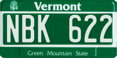 VT license plate NBK622