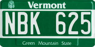 VT license plate NBK625