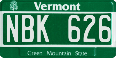 VT license plate NBK626