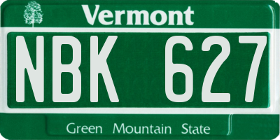 VT license plate NBK627