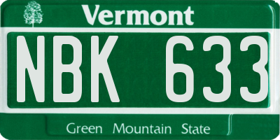 VT license plate NBK633
