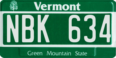 VT license plate NBK634
