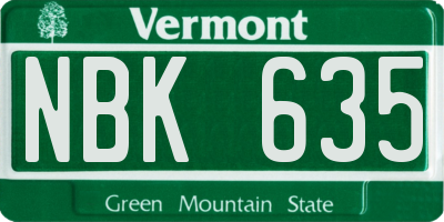 VT license plate NBK635