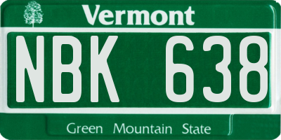 VT license plate NBK638