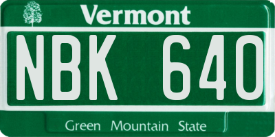 VT license plate NBK640
