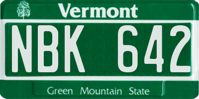 VT license plate NBK642