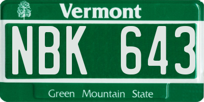 VT license plate NBK643