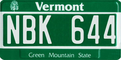 VT license plate NBK644