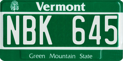 VT license plate NBK645