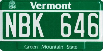 VT license plate NBK646