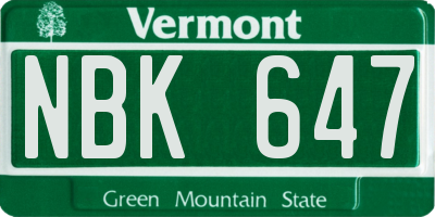VT license plate NBK647