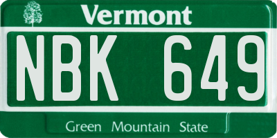 VT license plate NBK649