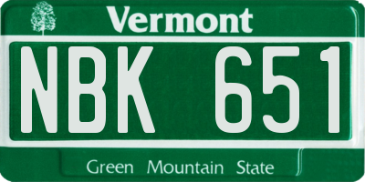 VT license plate NBK651