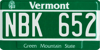 VT license plate NBK652