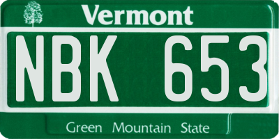 VT license plate NBK653