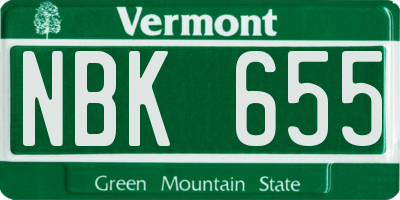 VT license plate NBK655